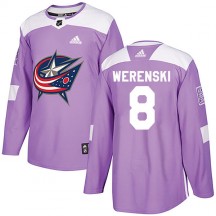 Youth Adidas Columbus Blue Jackets Zach Werenski Purple Fights Cancer Practice Jersey - Authentic