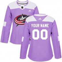 Women's Adidas Columbus Blue Jackets Custom Purple Custom Fights Cancer Practice Jersey - Authentic