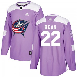 Youth Adidas Columbus Blue Jackets Jake Bean Purple Fights Cancer Practice Jersey - Authentic