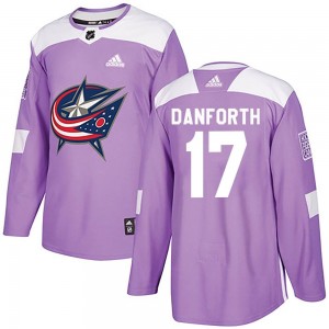 Youth Adidas Columbus Blue Jackets Justin Danforth Purple Fights Cancer Practice Jersey - Authentic
