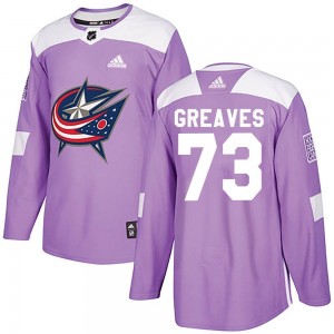 Youth Adidas Columbus Blue Jackets Jet Greaves Purple Fights Cancer Practice Jersey - Authentic