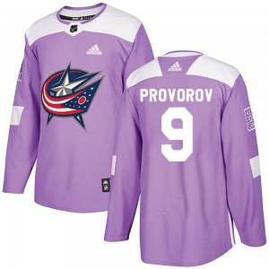 Youth Adidas Columbus Blue Jackets Ivan Provorov Purple Fights Cancer Practice Jersey - Authentic
