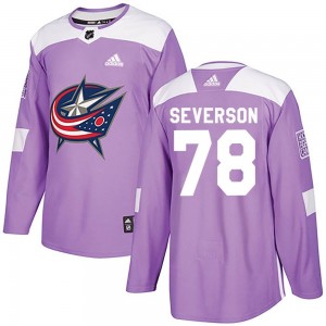 Youth Adidas Columbus Blue Jackets Damon Severson Purple Fights Cancer Practice Jersey - Authentic