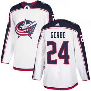 Men's Adidas Columbus Blue Jackets Nathan Gerbe White Away Jersey - Authentic