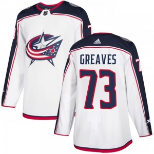 Men's Adidas Columbus Blue Jackets Jet Greaves White Away Jersey - Authentic