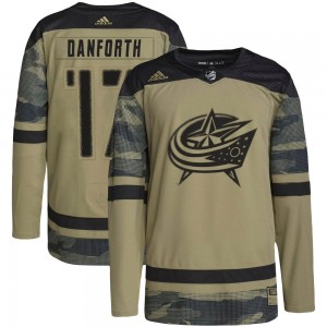 Youth Adidas Columbus Blue Jackets Justin Danforth Camo Military Appreciation Practice Jersey - Authentic