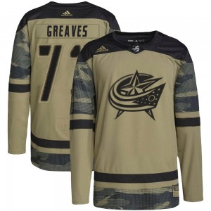 Youth Adidas Columbus Blue Jackets Jet Greaves Camo Military Appreciation Practice Jersey - Authentic