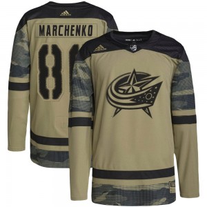 Youth Adidas Columbus Blue Jackets Kirill Marchenko Camo Military Appreciation Practice Jersey - Authentic