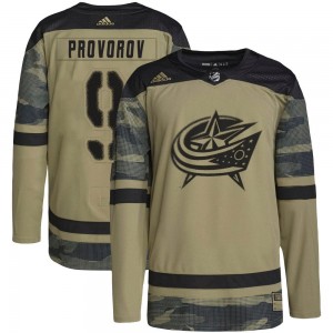 Youth Adidas Columbus Blue Jackets Ivan Provorov Camo Military Appreciation Practice Jersey - Authentic