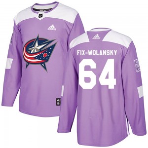 Men's Adidas Columbus Blue Jackets Trey Fix-Wolansky Purple Fights Cancer Practice Jersey - Authentic