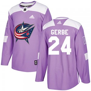 Men's Adidas Columbus Blue Jackets Nathan Gerbe Purple Fights Cancer Practice Jersey - Authentic