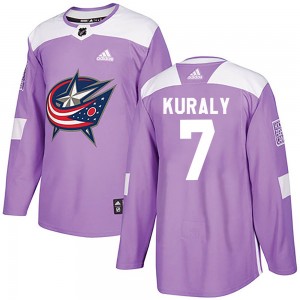 Men's Adidas Columbus Blue Jackets Sean Kuraly Purple Fights Cancer Practice Jersey - Authentic