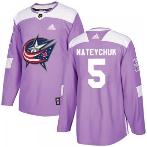 Men's Adidas Columbus Blue Jackets Denton Mateychuk Purple Fights Cancer Practice Jersey - Authentic