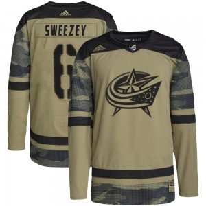Men's Adidas Columbus Blue Jackets Billy Sweezey Camo Military Appreciation Practice Jersey - Authentic