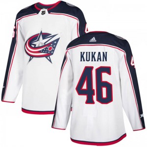 Youth Adidas Columbus Blue Jackets Dean Kukan White Away Jersey - Authentic