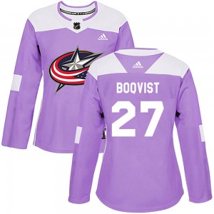 Women's Adidas Columbus Blue Jackets Adam Boqvist Purple Fights Cancer Practice Jersey - Authentic