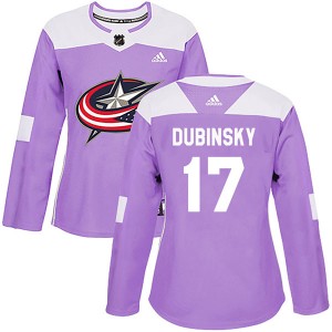 Women's Adidas Columbus Blue Jackets Brandon Dubinsky Purple Fights Cancer Practice Jersey - Authentic