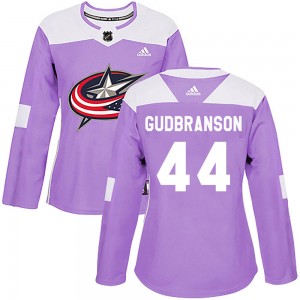 Women's Adidas Columbus Blue Jackets Erik Gudbranson Purple Fights Cancer Practice Jersey - Authentic