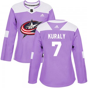 Women's Adidas Columbus Blue Jackets Sean Kuraly Purple Fights Cancer Practice Jersey - Authentic