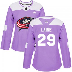 Women's Adidas Columbus Blue Jackets Patrik Laine Purple Fights Cancer Practice Jersey - Authentic