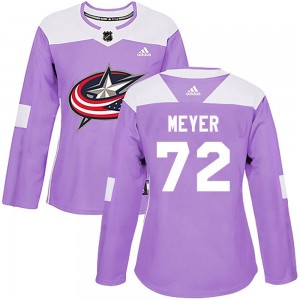 Women's Adidas Columbus Blue Jackets Carson Meyer Purple Fights Cancer Practice Jersey - Authentic