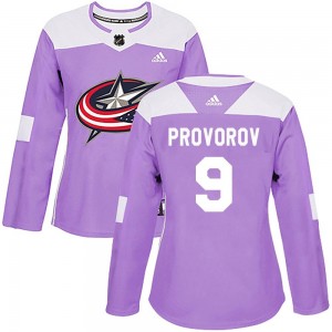 Women's Adidas Columbus Blue Jackets Ivan Provorov Purple Fights Cancer Practice Jersey - Authentic