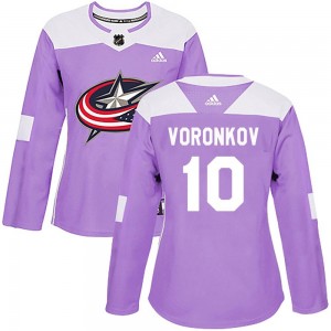 Women's Adidas Columbus Blue Jackets Dmitri Voronkov Purple Fights Cancer Practice Jersey - Authentic