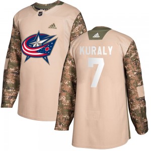 Youth Adidas Columbus Blue Jackets Sean Kuraly Camo Veterans Day Practice Jersey - Authentic