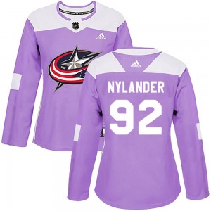 Women's Adidas Columbus Blue Jackets Alexander Nylander Purple Fights Cancer Practice Jersey - Authentic