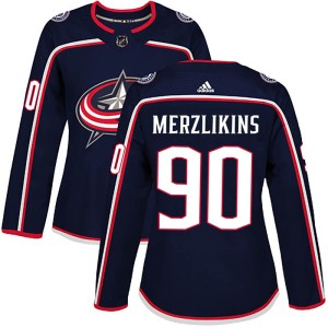 Women's Adidas Columbus Blue Jackets Elvis Merzlikins Navy Home Jersey - Authentic
